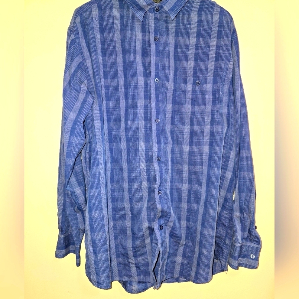 NWOT - R&R Blue Casual Checkered Men's Shirt - XL